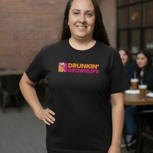 Black Graphic Tee with Colorful Print